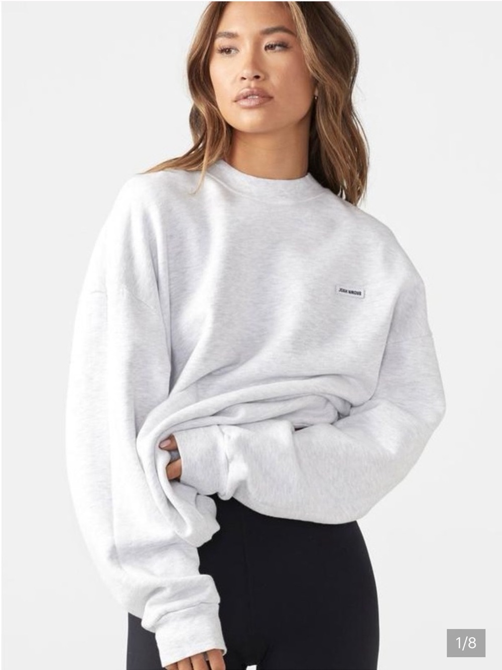 Joah Brown Light Grey Classic Crew Pullover Sweatshirt Pearl Grey